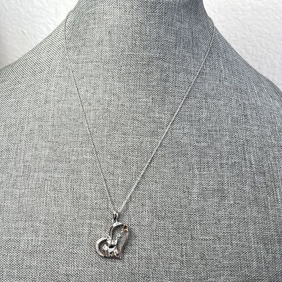 Cute Heart and Elephant Pendant Necklace in Sterling Silver - Picture 1 of 6